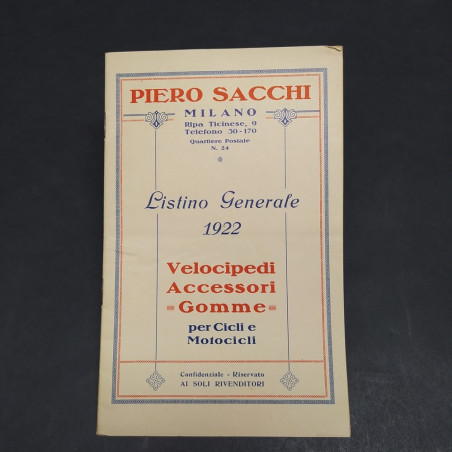 Catalogo Piero Sacchi 1922 Velocipedi Accessori Gomme per cicli e motocicli