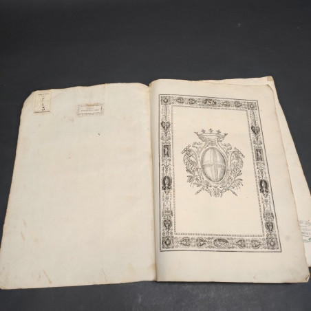 Libro Diritti città di Modena sulle acque di Secchia, 1827. Rilegatura strappata