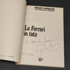 Libro La Ferrari in tuta, Giulio Borsari con dedica dell'autore Autosprint 1980 2