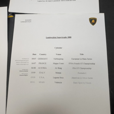 Cartellina stampa vetture Lamborghini Supertrophy 2000 e Diablo GTR, immagini