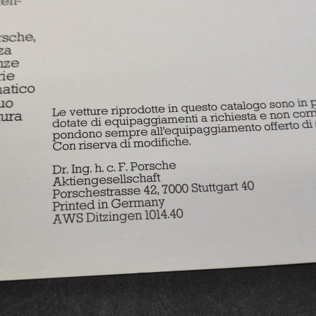 Catalogo Porsche pieghevole modelli 924/924Turbo, 911 SC/911Turbo； 928/928S