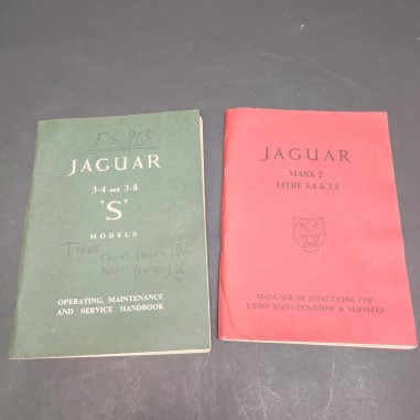 Lotto di 2 libretti d'uso e manutenzione auto Jaguar 3.4 - 3.8 inglese, italiano