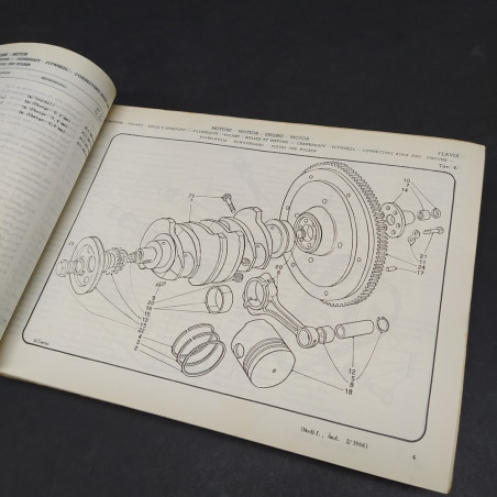 Catalogo parti di ricambio auto Lancia Flavia 1966 multilingue. Segno a matita