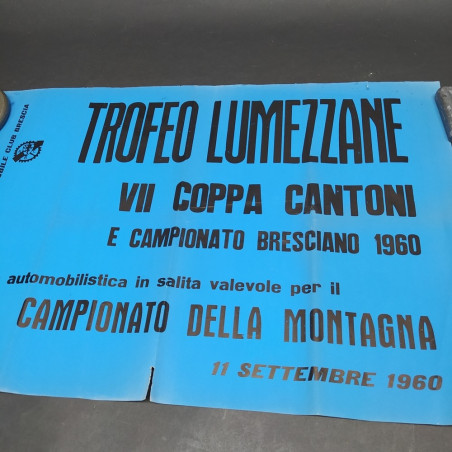 Manifesto Trofeo Lumezzane VII Coppa Cantoni e Campionato Bresciano1960. Strappi