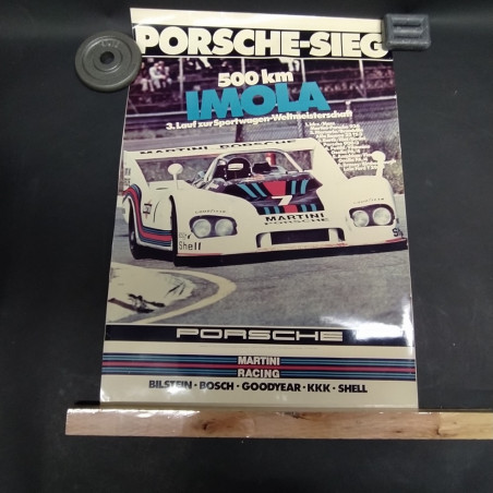 Lotto di 2 poster auto Porsche circuiti di Monza e Imola. Strappi e segni