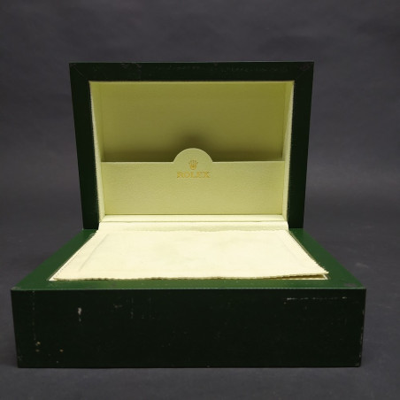 Cofanetto Rolex in legno per orologi, interno foderato e documenti. Spellature