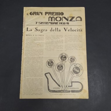 Rivista omaggio Il Gran Premio di Monza 7 settembre 1930. Aloni e ingiallimenti
