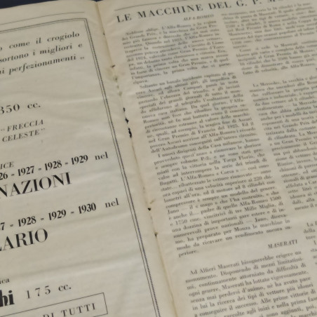 Rivista omaggio Il Gran Premio di Monza 7 settembre 1930. Aloni e ingiallimenti