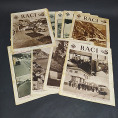 Lotto di 11 riviste Raci dell'anno 1932. Ingiallimenti, aloni, piccoli strappi