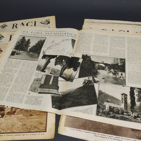 Lotto di 11 riviste Raci dell'anno 1932. Ingiallimenti, aloni, piccoli strappi