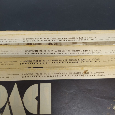 Lotto di 19 riviste Raci dell'anno 1934, di cui una in due copie. Ingiallimenti