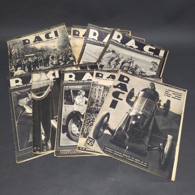 Lotto di 11 riviste Raci dell'anno 1936, anche copie. Ingiallienti e strappi