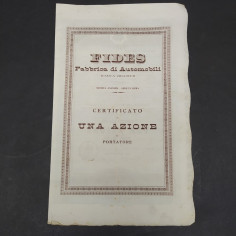 Certificato azionario Fides Fabbrica di automobili Brasier 1906. Piccoli strappi