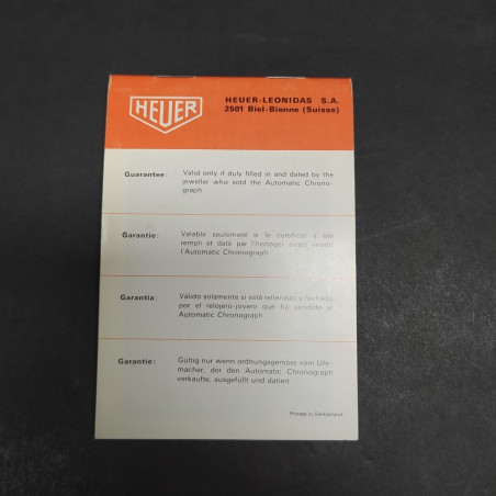Libretto cronografo automatico Heuer ben conservato con garanzia non compilata