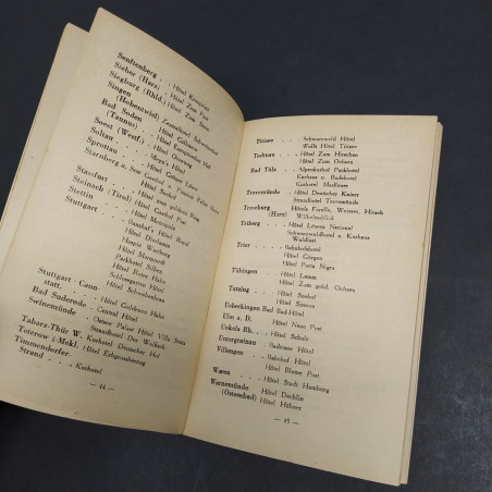 Lista di alberghi che accettano pagamento con travellers cheques, 1930. Graffio