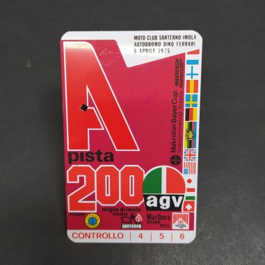 Pass d'accesso al circuito di Imola, pista A 200 miglia, Motor Club Santerno '75