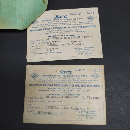 Porta documenti con due licenze di conduttore anni '50. Macchie e ruggine