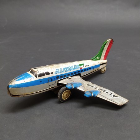 Aereo giocattolo in latta velivolo Alitalia n. 715 con meccanismo a molla