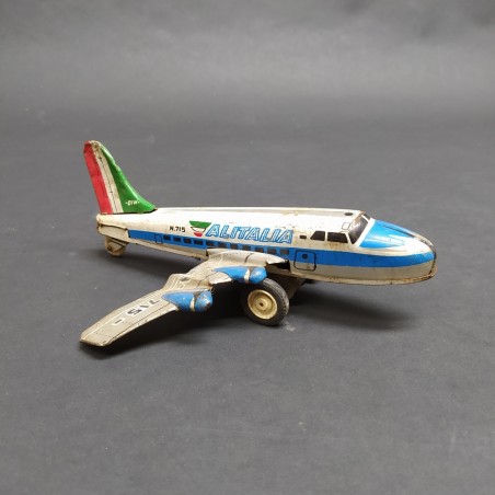 Aereo giocattolo in latta velivolo Alitalia n. 715 con meccanismo a molla