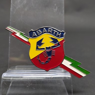 Fregio per auto Abarth con saetta tricolore completamente smaltato. Ottimo