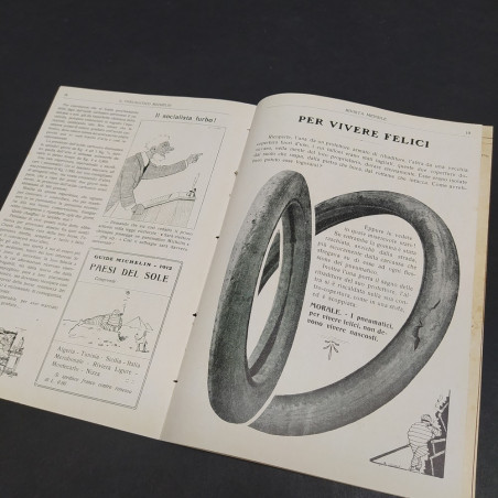 Rivista Il pneumatico Michelin maggio 1912 con aloni ingialliti e spellature
