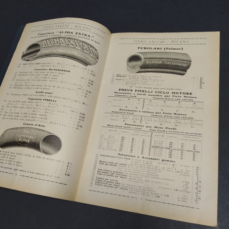 Catalogo velocipedi accessori gomme per cicli e motocicli Pietro Sacchi 1928