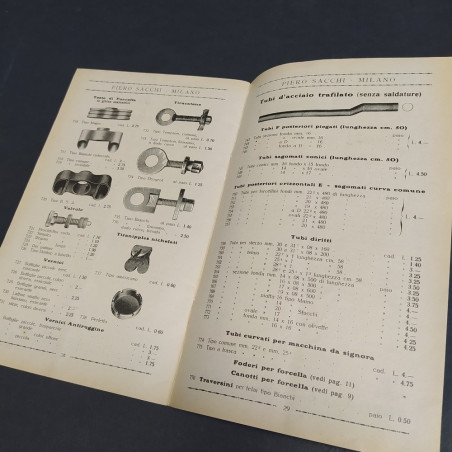Catalogo velocipedi accessori gomme per cicli e motocicli Pietro Sacchi 1928