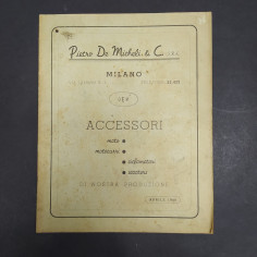 Catalogo di accessori DEM per moto, motocarri, ciclomotori, scooter 1949.Macchie