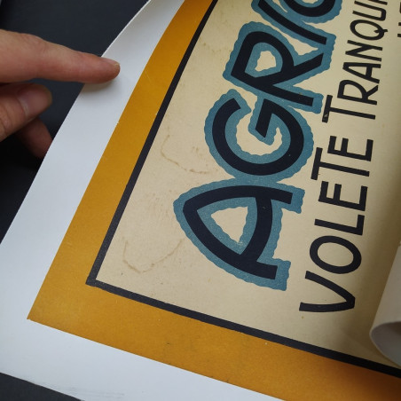 Manifesto pubblicitario vintage del farmaco Tefanoide telato con leggeri aloni
