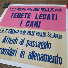 Manifesto telato con avvertenze per il Gran Premio Mille Miglia di Brescia, 1940 2