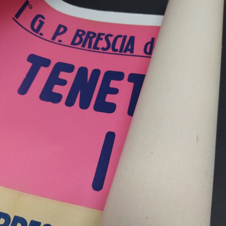 Manifesto telato con avvertenze per il Gran Premio Mille Miglia di Brescia, 1940