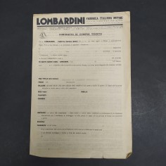 Contratto di vendita vuoto, inusato della Lombardini Fabbrica Italiana Motori