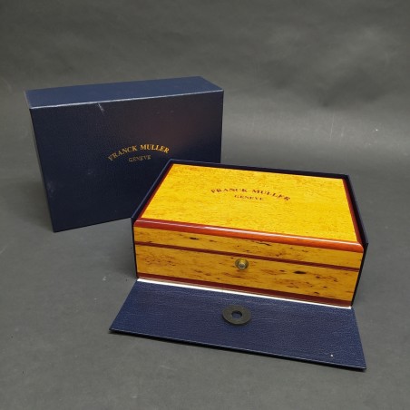 Cofanetto per orologio Franck Muller in legno lucido con rivestimento cedevole