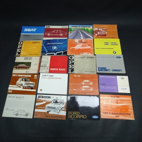 20 libretti uso e manutenzione misti Fiat, Talbot, Opel, BMW. Condizini mediocri