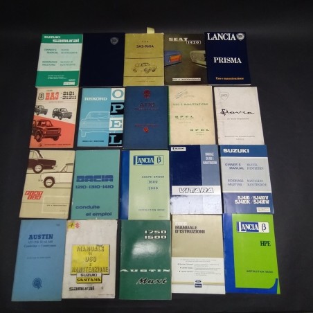 20 libretti uso e manutenzione misti Austin, BA3, Dacia. Conservazione mediocre