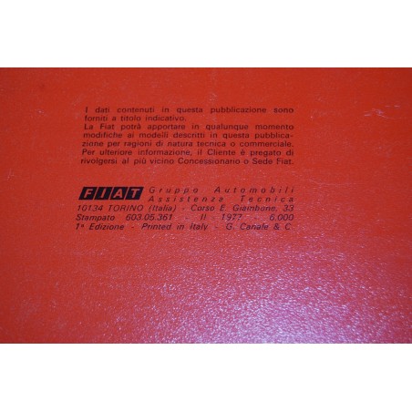 LIBRETTO USO MANUTENZIONE FIAT 132 1° ed. II 1977 OTTIME CONDIZONI