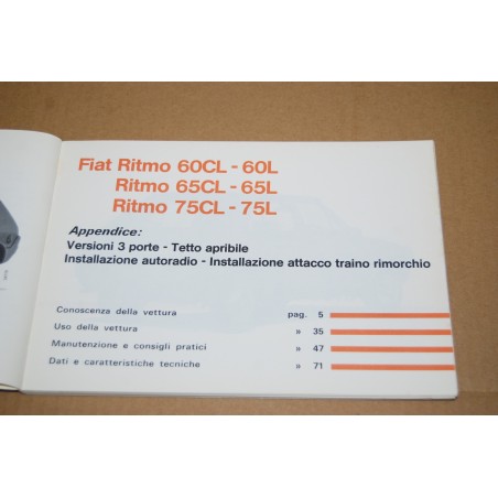 LIBRETTO USO MANUTENZIONE FIAT RITMO 4° edizione X 1978 NUOVO