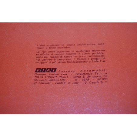 LIBRETTO USO MANUTENZIONE FIAT RITMO 4° edizione X 1978 NUOVO
