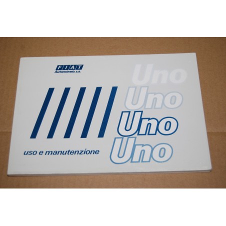 LIBRETTO USO MANUTENZIONE FIAT UNO COPERTINA BIANCA SCRITTE BLU