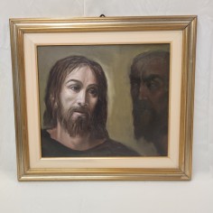 Quadro olio su tela Silvano d'Ambrosio Cristo e Anticristo 1995