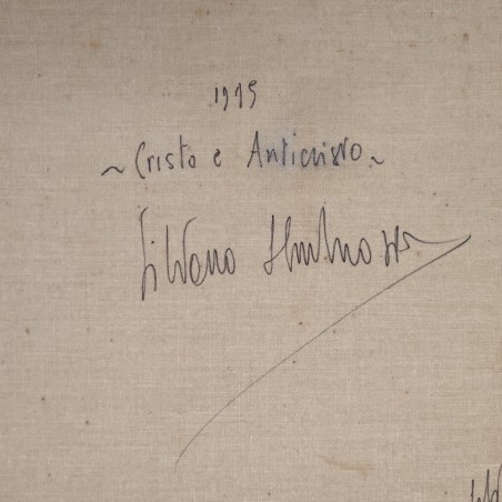 Quadro olio su tela Silvano d'Ambrosio Cristo e Anticristo 1995