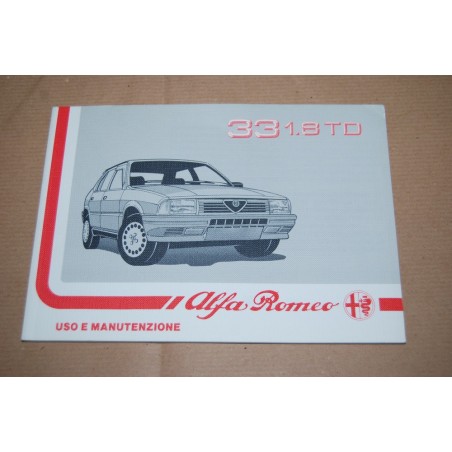 LIBRETTO USO MANUTENZIONE ALFA ROMEO 33 1.8 TD 1° ED. 1988 OTTIMO