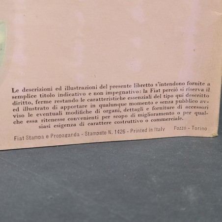 Libretto d'istruzioni Frigorifero Fiat da 225 lt anni '50. Condizioni mediocri