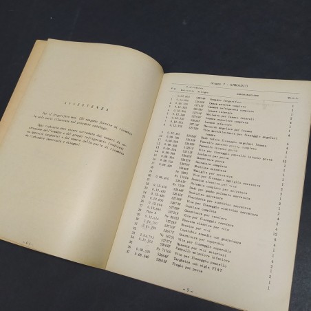 Libretto ricambi Frigorifero Fiat mod.120 anni '50. Forti ingiallimenti