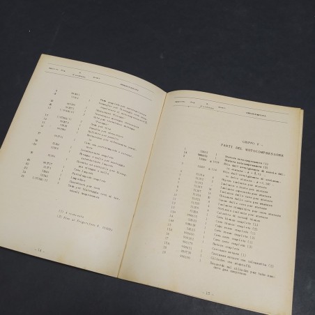 Catalogo parti di ricambio per frigorifero Fiat mod.210 anni '50. Ingiallimenti