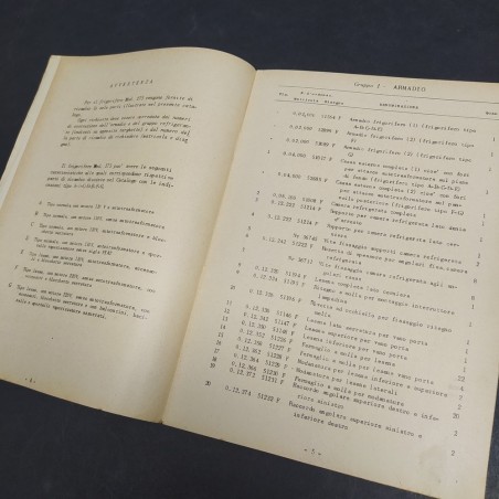 Libretto ricambi Frigorifero Fiat mod.175 anni '50. Condizioni mediocri