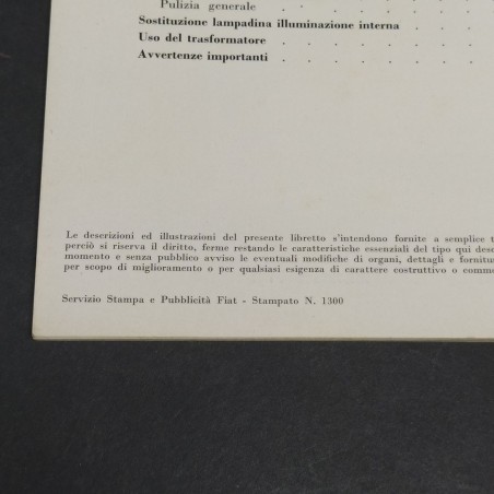 Libretto d'istruzioni Frigorifero Fiat da 210 lt anni '50. Impolverato