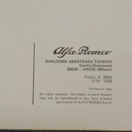 Libretto Workshop Manual auto Alfa Romeo Alfetta 1979 in inglese