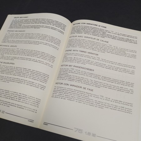 Libretto Assistenza tecnica Product Bulletin auto Alfa Romeo 75-1.8 IE.Ingrigito
