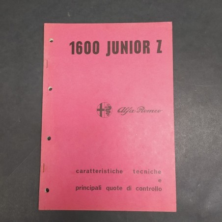 Libretto auto Alfa Romeo 1600 Junior Z del 1972, rilegatura a spille